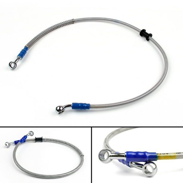 55cm Motorcycle Brake Oil Hose Line Banjo Fitting Stainless Steel Braided